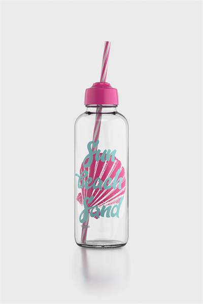 Renga Felix Sun Beach Desenli 450 ml Pipetli Cam Şişe 182055 Pembe