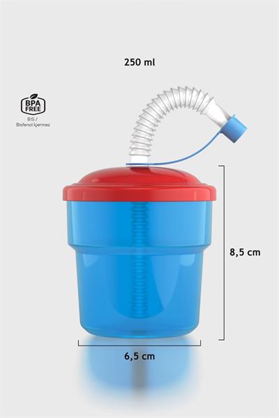 Renga Fizbo 250 ml Pipetli PP Bebek Bardak 221007 Mavi-Kırmızı