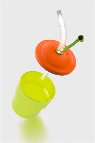 Renga Fizbo 250 ml Pipetli PP Bebek Bardak 221007 Yeşil-Turuncu