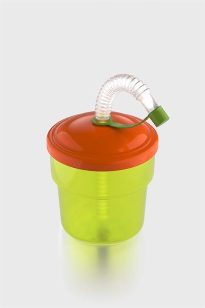 Renga Fizbo 250 ml Pipetli PP Bebek Bardak 221007 Yeşil-Turuncu