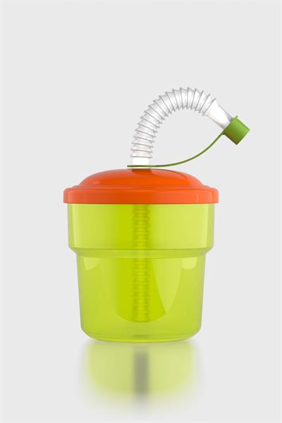 Renga Fizbo 250 ml Pipetli PP Bebek Bardak 221007 Yeşil-Turuncu