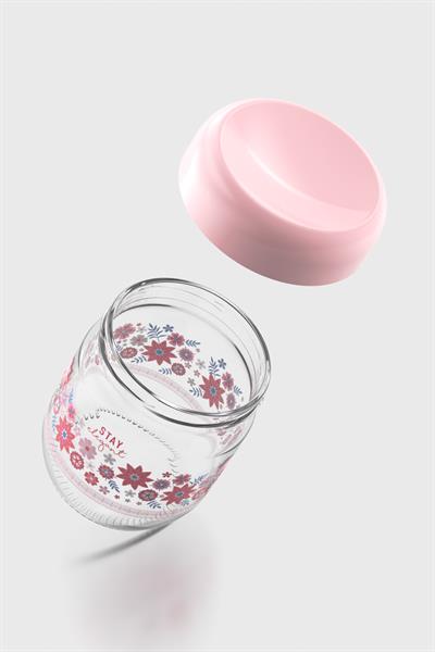 Renga Flora Desenli 425 ml 3lü Cam Kavanoz Seti 132078 Pudra