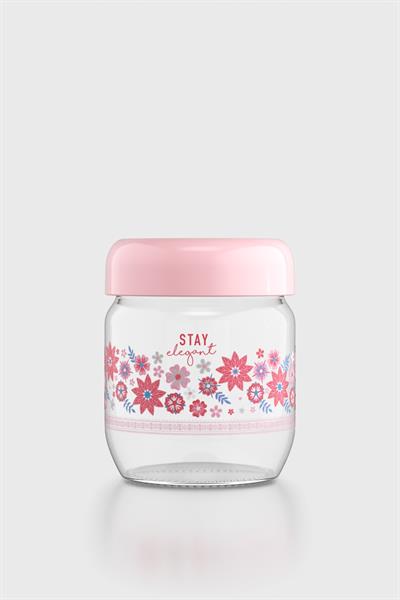 Renga Flora Desenli 425 ml Cam Kavanoz 132078 Pudra