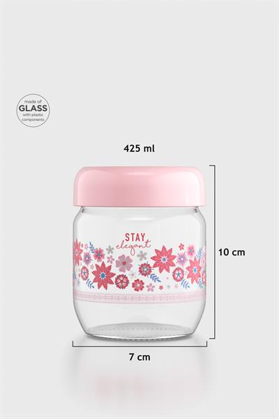 Renga Flora Desenli 425 ml Cam Kavanoz 132078 Pudra