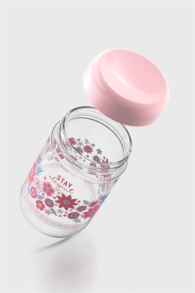 Renga Flora Desenli 660 ml 3lü Cam Kavanoz Seti 132079 Pudra