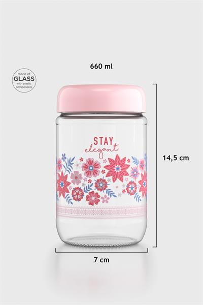 Renga Flora Desenli 660 ml Cam Kavanoz 132079 Pudra