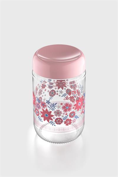 Renga Flora Desenli 660 ml Cam Kavanoz 132079 Pudra