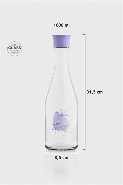 Renga Gala Flowers Desenli 1000 ml Cam Karaf 212011 Mor