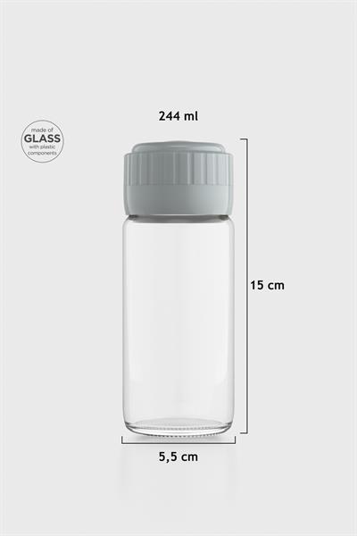 Renga Hibrit 244 ml Gri Kapaklı Cam Baharatlık 161005