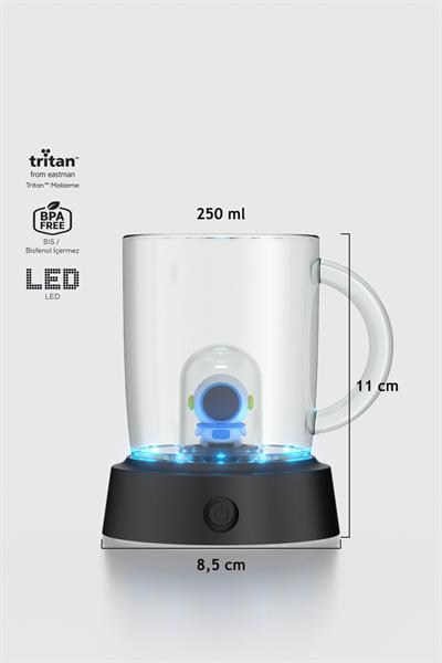 Renga Joy Astronot Figürlü 250 ml Kulplu Mavi Led Işıklı Tritan Bardak 222061
