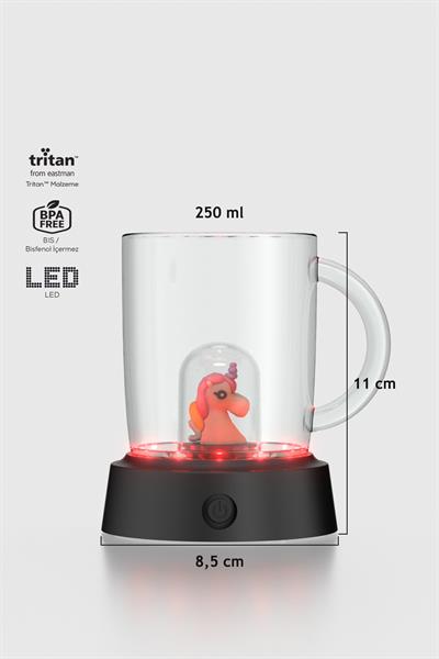 Renga Joy Unicorn Figürlü 250 ml Kulplu Pembe Led Işıklı Tritan Bardak 222061