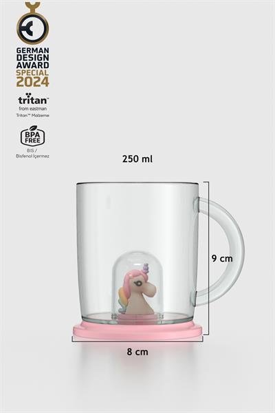 Renga Joy Unicorn Figürlü 250 ml Kulplu Tritan Bardak 222059 Pembe