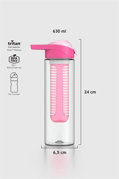 Renga Juno 630 ml Tritan Detoks Matara 911046 Fuşya-Pudra