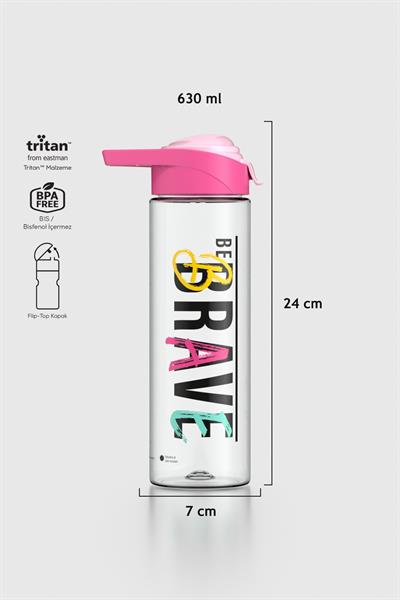 Renga Juno Brave Desen 630 ml Tritan Matara 912088 Fuşya-Pudra