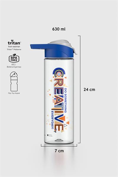 Renga Juno Creative Desen 630 ml Tritan Matara 912088 Mavi-Gri