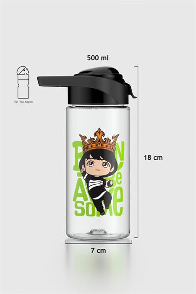 Renga Juno Kral Desenli 500 ml Çocuk Matara 912096 Siyah