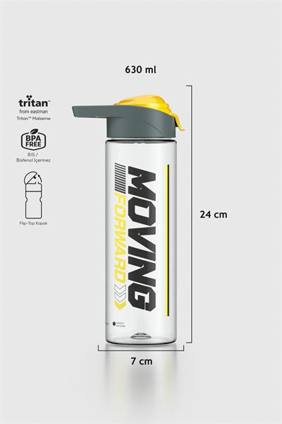 Renga Juno Moving Desen 630 ml Tritan Matara 912088 Füme-Sarı