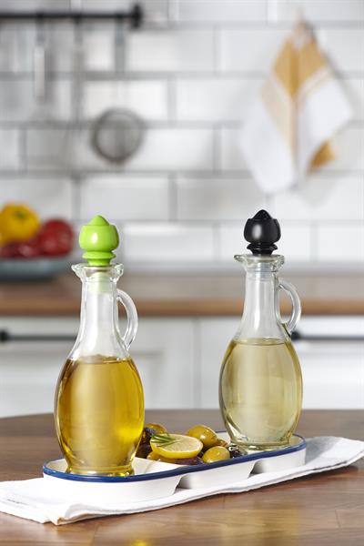 Renga Kibele 250 ml Siyah Kapaklı Cam Yağlık 151024