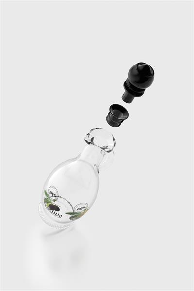 Renga Kibele Desenli 250 ml Siyah Kapaklı Cam Yağlık 152043