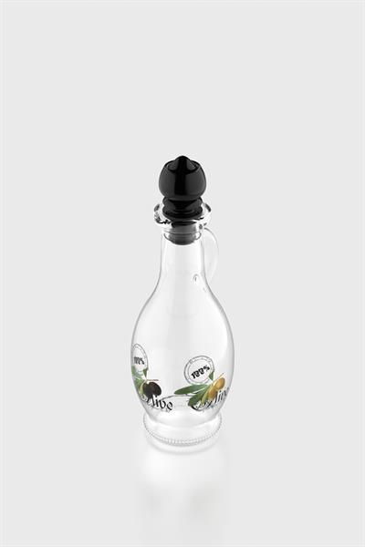 Renga Kibele Desenli 250 ml Siyah Kapaklı Cam Yağlık 152043
