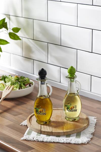 Renga Kibele Desenli 250 ml Siyah Kapaklı Cam Yağlık 152043