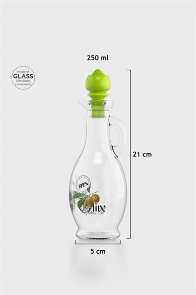 Renga Kibele Desenli 250 ml Yeşil Kapaklı Cam Yağlık 152043