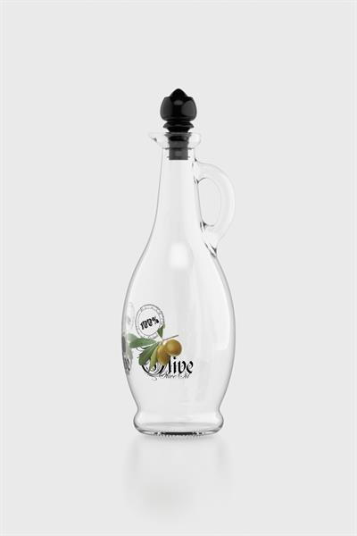 Renga Kibele Desenli 750 ml Siyah Kapaklı Cam Yağlık 152044