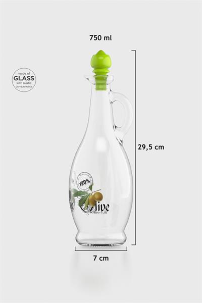 Renga Kibele Desenli 750 ml Yeşil Kapaklı Cam Yağlık 152044