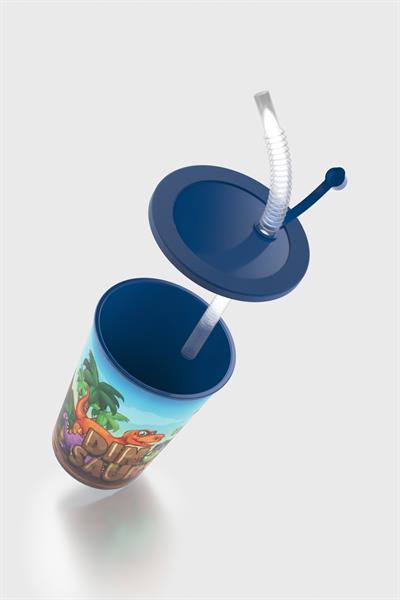 Renga Layt Kids Desenli 420 ml Pipetli PP Bardak 142025 Mavi