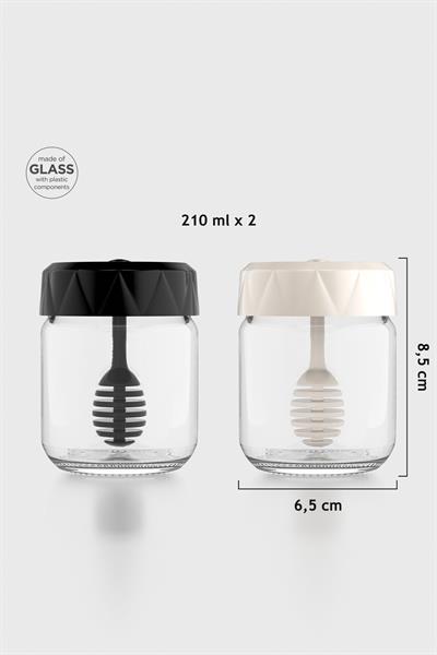 Renga Lexa 210 ml 2li Cam Bal Kavanozu 201008 Siyah-Bej