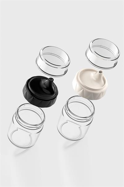 Renga Lexa 210 ml 2li Cam Sütlük ve Sosluk Seti 201014 Siyah-Bej