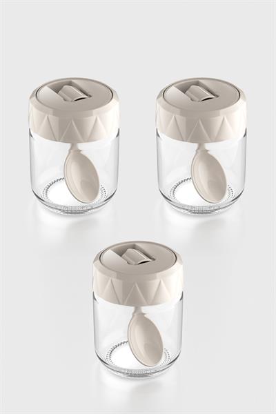 Renga Lexa 210 ml Kaşıklı 3lü Cam Baharatlık Seti 161019 Bej