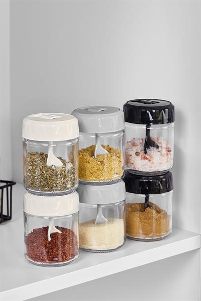 Renga Lexa 210 ml Kaşıklı 3lü Cam Baharatlık Seti 161019 Gri