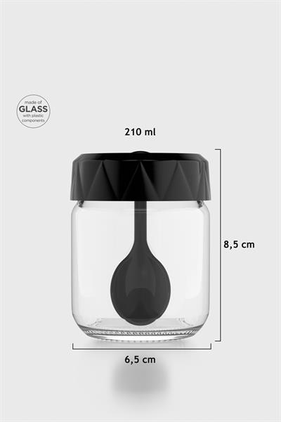 Renga Lexa 210 ml Kaşıklı Cam Baharatlık 161019 Siyah