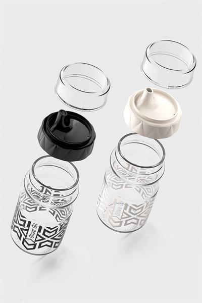 Renga Lexa 370 ml Etnik Desenli 2li Cam Yağlık Seti 152089 Siyah-Bej