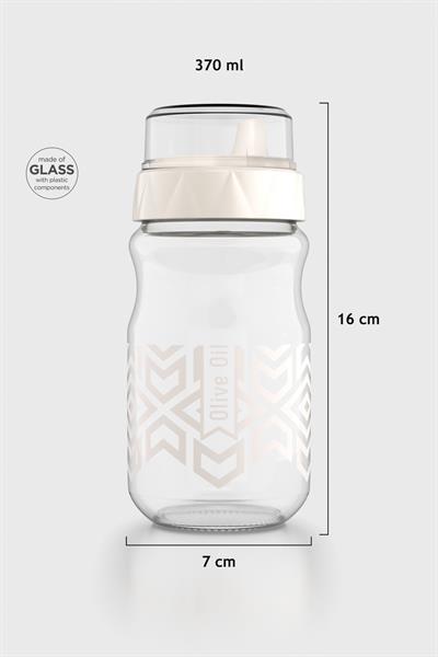 Renga Lexa 370 ml Etnik Desenli Cam Yağlık 152089 Bej