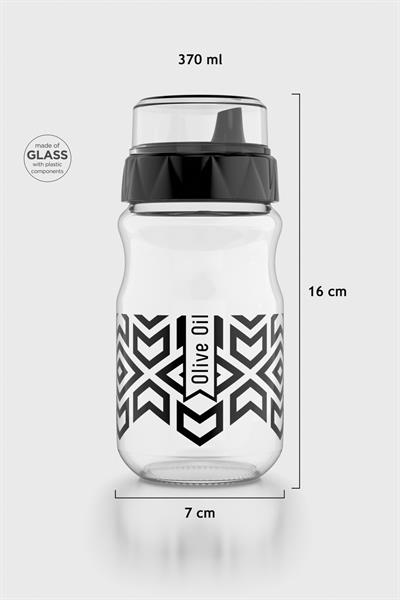 Renga Lexa 370 ml Etnik Desenli Cam Yağlık 152089 Siyah