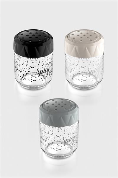 Renga Lexa Spicy Desenli 210 ml 3lü Cam Baharatlık Seti 162011 Siyah-Bej-Gri