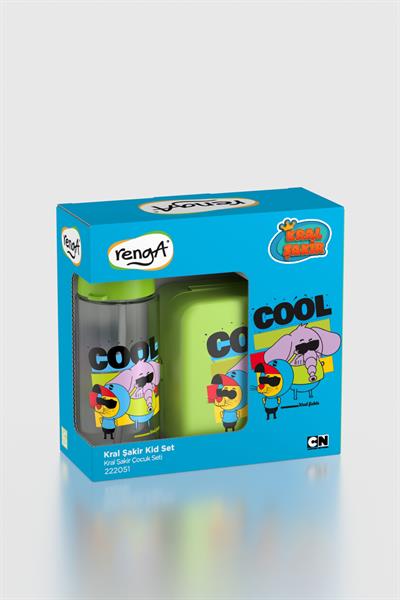 Renga Leya Kral Şakir Desenli 1000 ml Çocuk Beslenme Kabı ve 500 ml Suluk Seti 222051 Yeşil