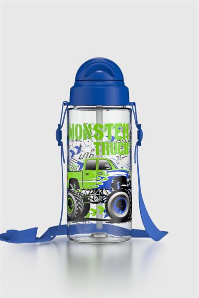 Renga Leya Monster Truck Desenli PP Çocuk Beslenme Kabı ve Suluk Seti 192013 Mavi