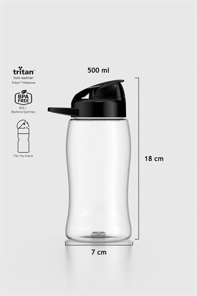 Renga Lidya 500 ml Siyah Kapaklı Tritan Matara 911031