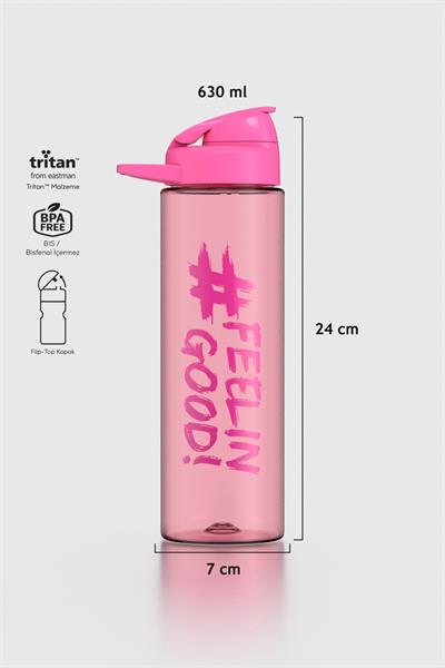 Renga Lidya Feelin Good Desen 630 ml Tritan Matara 912033 Fuşya