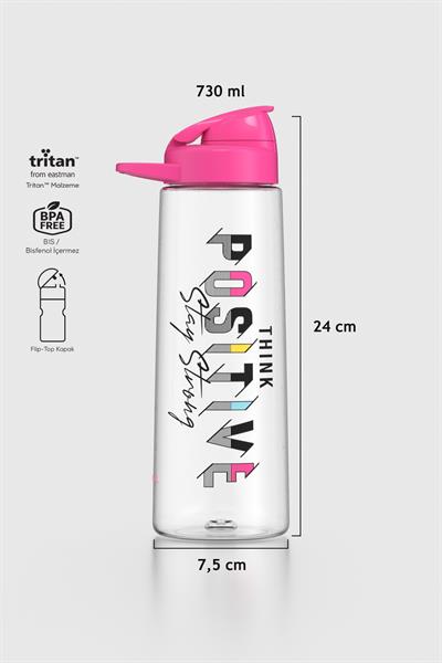 Renga Lidya Positive Desen 730 ml Tritan Matara 912035 Fuşya