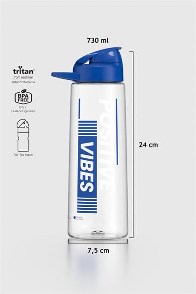 Renga Lidya Positive Vibes Desen 730 ml Tritan Matara 912035 Mavi