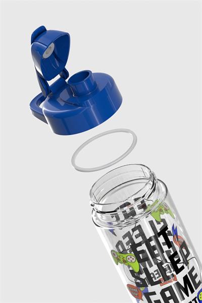 Renga Lidya Yazı Desenli 500 ml Tritan Çocuk Matara 912036 Mavi