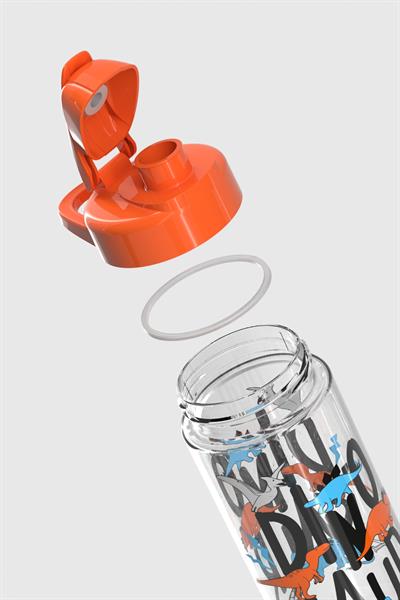 Renga Lidya Yazı Desenli 500 ml Tritan Çocuk Matara 912036 Turuncu