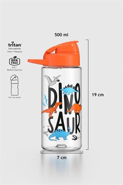Renga Lidya Yazı Desenli 500 ml Tritan Çocuk Matara 912036 Turuncu