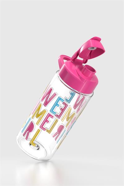 Renga Lidya Yazı Desenli 500 ml Tritan Çocuk Matara 912036 Pembe