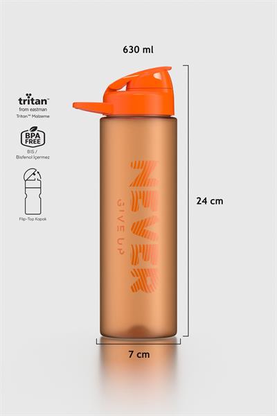 Renga Lidya Yazı Desenli 630 ml Mat Tritan Matara 912118 Turuncu