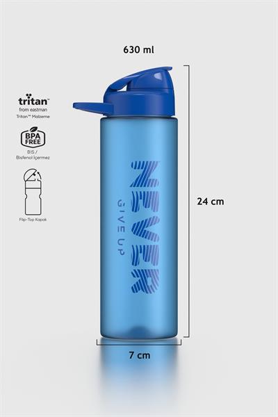 Renga Lidya Yazı Desenli 630 ml Mat Tritan Matara 912118 Mavi